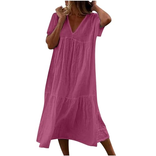 Robe élégante pour femme col en V Generisch Rose XXL chic