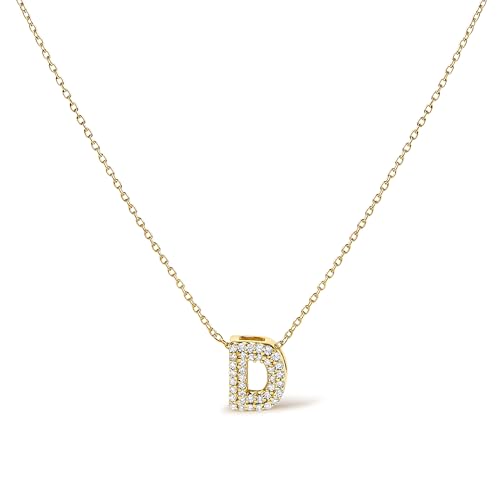 10K Yellow Gold Diamond Accent "D" Initial Bubble Pendant Necklace
