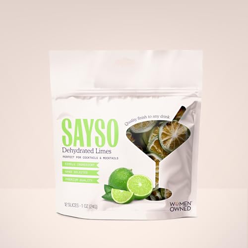 SAYSO Dehydrated Lime Slices: Cocktail &amp; Mocktail Garnish, 12 count, 1oz