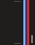  Notebook: M-Colored Stripes - Large 8.5 x 11 - College Ruled 110 Pages  Black