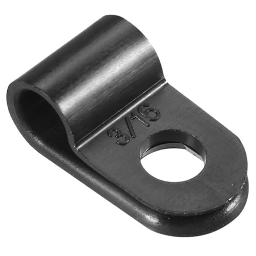 TA-VIGOR 100Pcs Nylon R-Type Cable Clamp Clips, 5mm Plastic Cable Clamp Assortment Kit Fastener, Plastic Wire Clamp Clips for Electrical Cable Wire Conduit Cable Management, Black CC-0.5