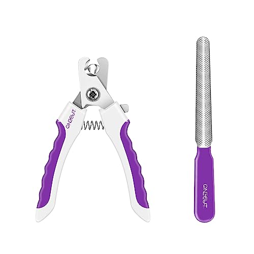 OneCut 4.7" Small Dog & Cat Nail Clipper Stainless Steel Cat Claw Trimmers for Rabbits, Guinea Pigs, Birds, Puppies, Kittens and Small Animals Pet Nail Clipper for Professional and Home Use (Purple)