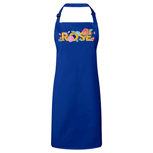 Tablier cuisine premium bleu rose fleurs minimaliste chic pour adulte