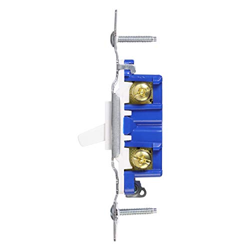 The Eaton 1301-7W-SP-L 15-Amp, 120-Volt Standard Grade Single Pole Framed Toggle AC Quiet Switch, White - Image 2