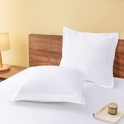 vveiiye Euro Pillow Shams Set of 2 White Pillow Shams Soft Microfiber Pillow Covers with Envelope Closure, Fade, Wrinkle and Shrink Resistant Bed Pillow Cases, 26 × 26 Inches