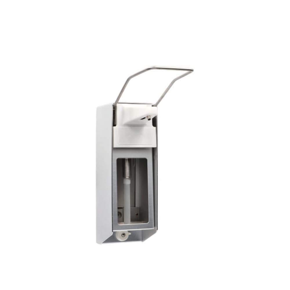 Medi-Inn Wandspender Aluminium Langer Armhebel für 500 ml Euroflaschen + Medi-Inn Tropfschale mit Edelstahlgehäuse + Bode | Hartmann Sterillium 500 ml