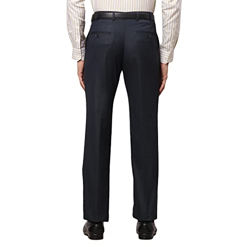 Image of Park Avenue Men's Polyester Blend Structure Pattern Smart Fit Flat Front Formal Trouser
