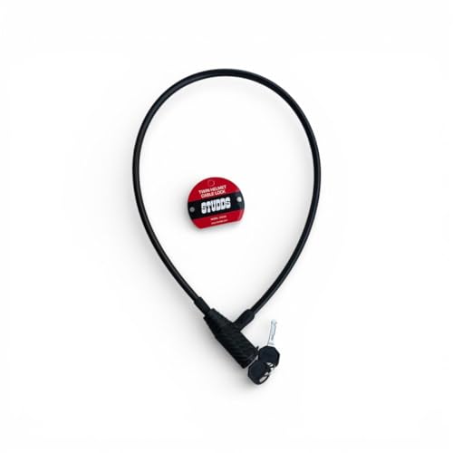 Image of Studds Heavy Duty Helmet Cable Lock for Motorcycle & Scooter - Anti-Theft Braided Steel Security Wire with 2 Computerized Keys - Universal Fit, Weather-Proof (Black) (CBL 85 (85 CM))