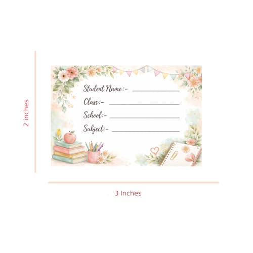 Image of School Notebook Name Labels, Self Adhesive, Pastel Theme, 3x2 Inch, Pack of 10