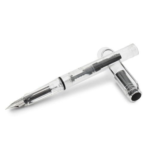 Image of Art Ranger White Transparent Fountain Ink Pen With Ink Converter Pump | Clear Transparent Body Fountain Pen with Fine Nib(0.5mm) | Zero Ink Leakage Smooth Writing Ink Pen