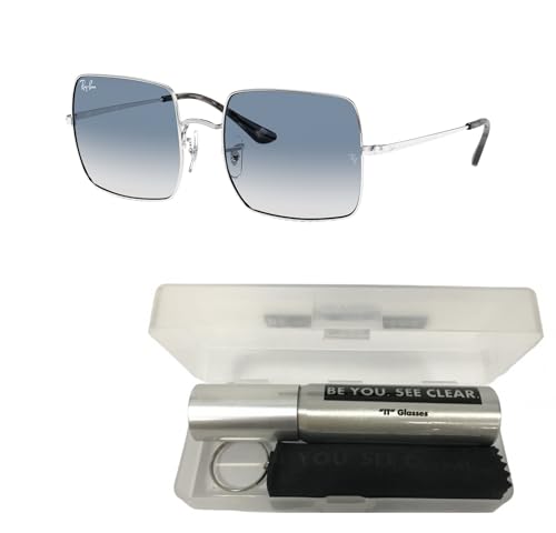 Ray-Ban RB1971 Sunglasses Bundle: RB 1971 SQUARE 91493F Square Silver Clear Gradient B and Eyewear Cleaning Kit2