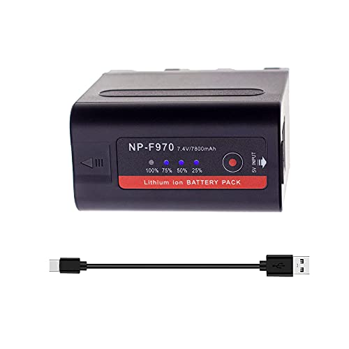 SLODA NP-F970 NP-F980 Batería de Repuesto para Video Digital Compatible con Sony DCR-VX2100, DSR-PD150, DSR-PD170, FDR-AX1, HDR-FX1, HDR-FX7, HDR-AX2000 (1 Pack 7800mAh)