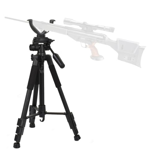 Treppiede da Tiro Caccia Regolabile da 55 a 150 cm, Supporto Treppiede da Caccia con Morsetto a Sella Girevole -Black