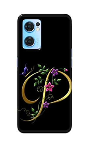 Image of Printed Hard Back Cover Case for Oppo Reno7 5G | Oppo Reno 7 5G Back Cover (Alphabet P) -1803