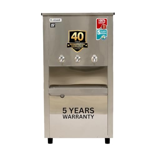 Image of Rockwell 150L Stainless Steel Water Cooler - Energy Efficient, 3 Faucets for Cold Water, 1-Year Comprehensive Warranty, 5-Year Cooling Coil Warranty, 100% Copper Cooling Coil (RWCSS 150150ISIB)