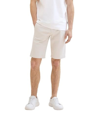 TOM TAILOR Herren Slim Fit Chino Shorts mit Gürtel, Light Cashew beige, 28 – Ansicht 1