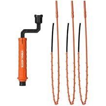 أداة إزالة انسداد الشعر Drain Snake Auger 53020 من Klein Tools، عبوة من 3 قطع، مزيل انسداد الشعر، طوق سريع الفك للتخلص منه بدون استخدام اليدين، مدى 18 بوصة، مقبض محوري بزاوية 360 درجة