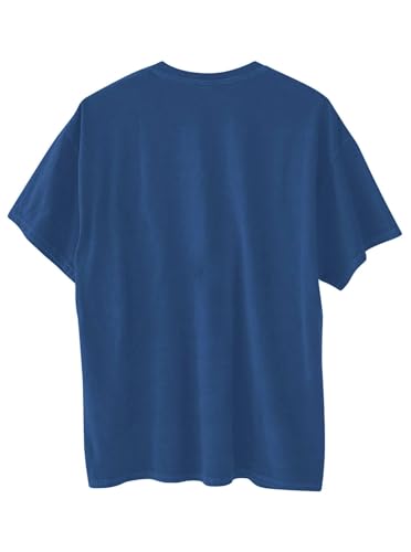 Image of Remidoo Women's Casual Short Sleeve Graphic Oversized T Shirt Loose Letter Print Tee Top Blouse Blue Large