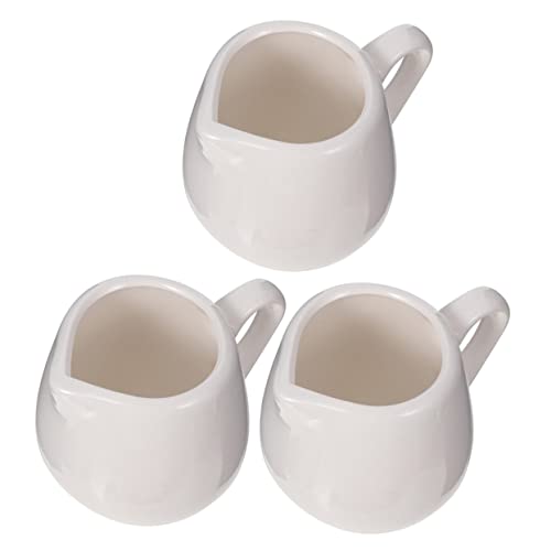 Cabilock 3pcs Sauce Spoon Espresso Steaming Pitchers Cream Pitcher Mini Tea Pitcher Saucer Caramel Sauce Bowl Gravy Pitcher Gravy Sauce Boat Creamer Pitcher with Handle Jar White Ceramics