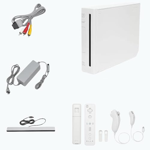 Nintendo Wii Console (White) with Controllers, Nunchucks, Sensor Bar, AV Cable, and Power Cord (Renewed)