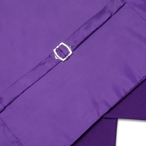 Image of Hi-Tie Men's Formal Suit Vest Solid Fit Vest for Men 3 Pockets V Neck Waistcoat Business Wedding Casual