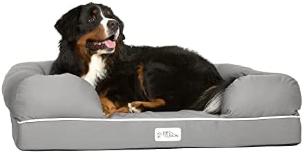 PetFusion Large Dog w/Solid 10 cm Memory Foam, Waterproof liner, YKK premium zippers. Breathable cotton blend, removable & easy to clean. (Replacement covers & blankets also avail), Slate Grey