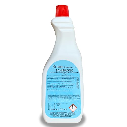 Sanibagno WC Professional Detergente desincrustante espumoso perfumado para baño, inodoro, desinfecta la cal, juego de 2 botellas, 750 ml