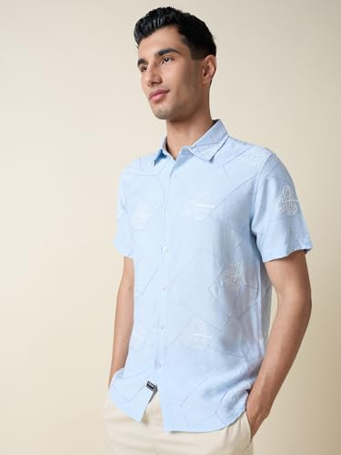 Image of Thomas Scott Men Premium Embroidered Slim Fit Casual Shirt