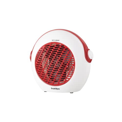 Bastilipo - TVC-2000R, Termoventilador vertical blanco/rojo, 1000/2000W, termostato
