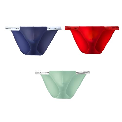 GAOGAO Men's Low Waist Ice Silk Thong Underwear Deep V Breathable Sport and Fitness Briefs