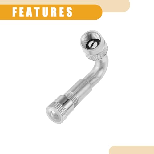 Image of 1 Set 45-Degree Universal Tire Valve Stem Extenders Extension Adapter - Cars RV Bicycles Motorcycles Trailers Tubeless Tire Valve - Copper Silver Tone