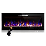 BEYOND BREEZE 50 Inches Electric Fireplace, Wall Mounted and Recessed Fireplace with Adjustable Flam
