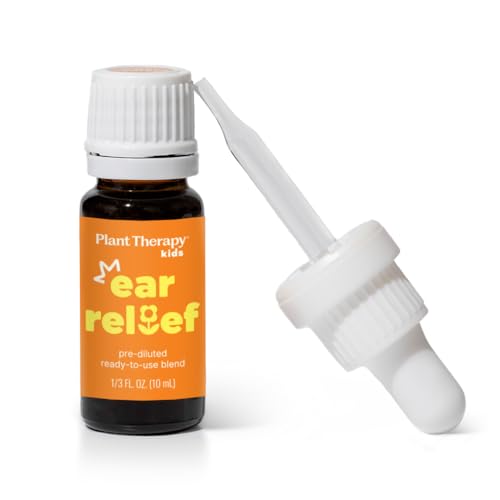 Plant Therapy Kids Ear Relief Essential Oil Ear Drops Blend Pre-Diluted 10 mL (1/3 oz) 100% Pure, Kid Safe, Natural Eardrops, for Children & Adults