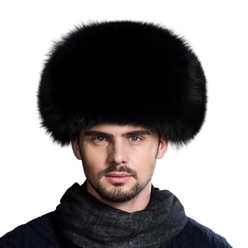 Mens Fox Hair Hat Winter Warm Genuine Sheepskin Russian Ushanka