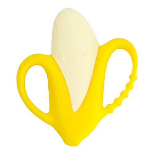 Infantino Lil’ Nibbles, Texturierter Silikon-Beißring, BPA-freies Baby-Beißspielzeug, weich, leicht zu halten, sensorische Stimulation für Säuglinge, Banane