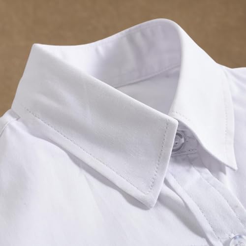 Image of Boys' Button Down Dress Shirts Kids Long Sleeve Solid Collared Uniform Shirt for Toddler Boy (Size 2T-20)