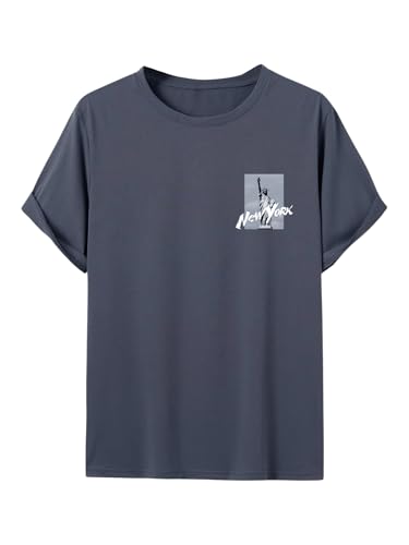 COZYEASE Men's Round Neck Short Sleeve Graphic Print Tee Shirt Casual Tee Top2