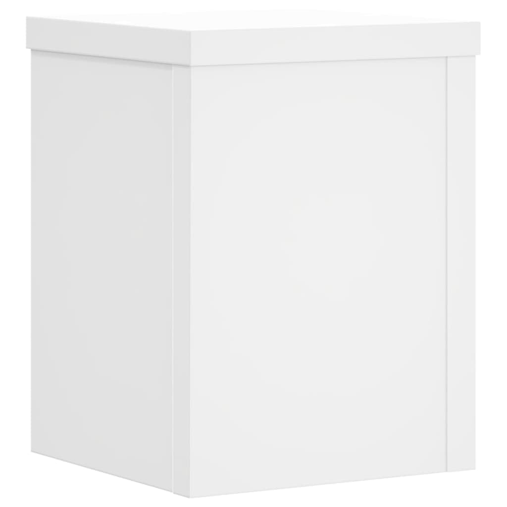Stojak na rośliny, 2 szt., biały, 15 x 15 x 20 cm, wykonany z materiału drewnopochodnego do wnętrz, stabilny stojak na kwiaty z wydrążoną konstrukcją, ponadczasowe wzornictwo