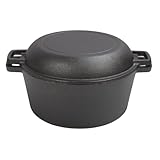 Asixxsix Gusseiserner Schmortopf, 26 cm Durchmesser, 4,7 l Gusseisene Pfanne Kochgeschirr-Set, Schmortopf mit Deckel, zum Brotbacken, Braten und Backen
