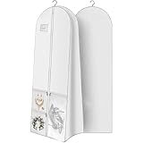 72" Wedding Dress Garment Bag Dress Bags for Gowns Bridal Dress with 10" Gusseted and Accessory Pockets for Travel Hanging Clothes or Storage Preservation