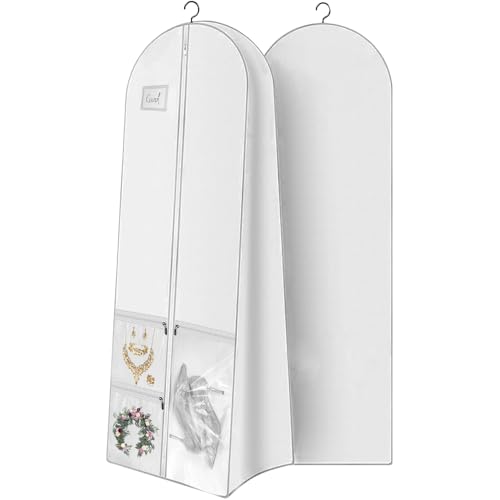 72 Wedding Dress Garment Bag Dress Bags for Gowns Bridal Dress with 10 Gusseted and Accessory Pockets for Travel Hanging Clothes or Storage Preservation