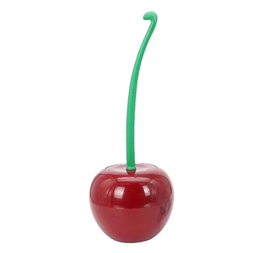 Wansan Toilet Brush and with Cherry Shaped Toilet Brush Holder 15" Long ABSÂ Toilet Brush and Plunger Set Antislip Toilet Plunger - Red