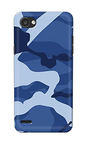 Image of Printed Hard Back Cover Case for LG Q6 | LG Q6 Plus Back Cover (Army Blue Pattern) -1302