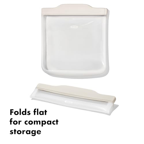 OXO Good Grips Silicone Reusable Bag - Sandwich Bag (28 oz), Oat by OXO - Used condition - Image 4