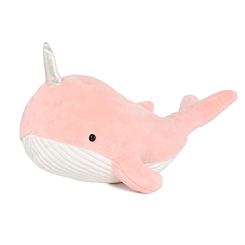 Tezituor 24 Inch Narwhal Stuffed Animal, Hugging Soft Ocean Narwhal Pillow Gift for Girls Kids, Cute Pink Large Stuffed Whale Plush Toy Christmas...
