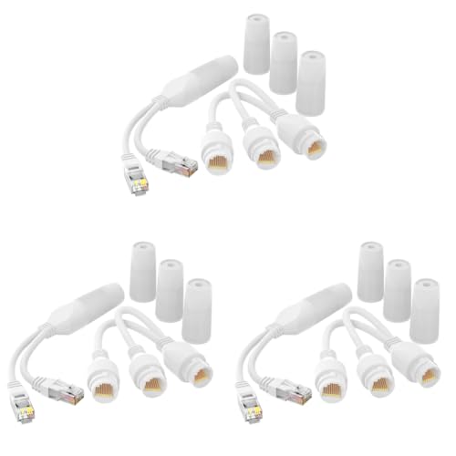 LYEAA Waterproof Ethernet PoE Splitter Adapter for IP Cameras RJ45 Converter Kit Network cable splitter 1 to 2 adapter