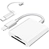 Lector de tarjetas SD para cámara iPhone iPad, lector de tarjetas de memoria de doble ranura para tarjetas compatible con tarjeta SD y TF, visor de cámara de rastro, adaptador de tarjetas SD portátil