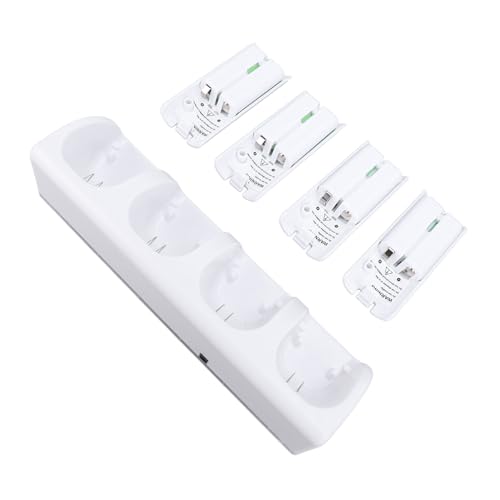 Estación de Carga de 4 Mandos a Distancia para Estación de Carga de Mando con Paquetes de Baterías Recargables de 2800 MAh, Pantalla de Luz LED, Cable USB, Diseño de Moda