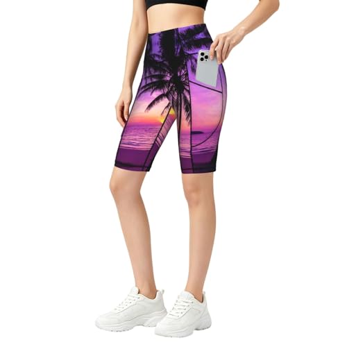Legging imprimé palmiers ultra doux, pantalon de sport extensible et confortable