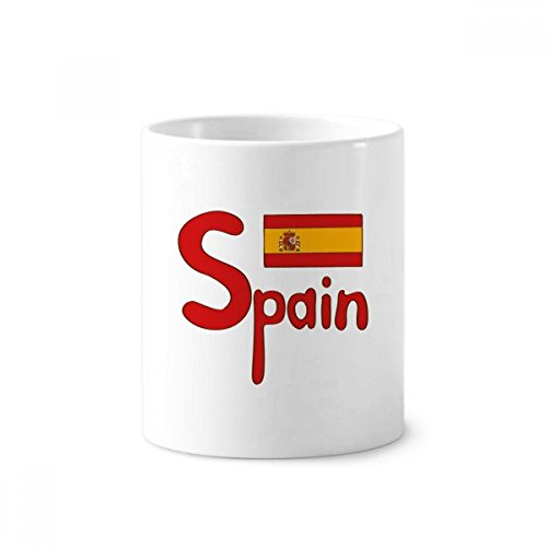 Coupe en céramique drapeau Espagne 350ml pour brosse à dents et stylos